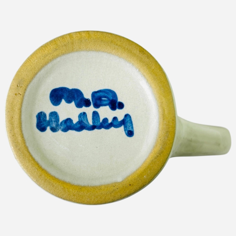 M.A. Hadley Pottery BARN Flare Mug 12oz Blue White Hand Painted - Picture 7 of 9